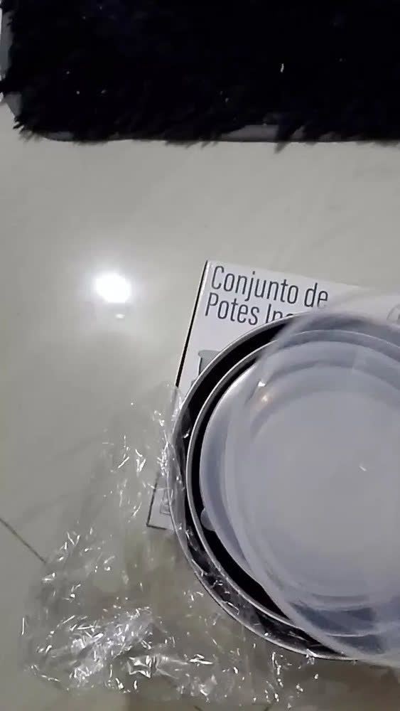 foto de 10 Jogo Conjunto Potes Com Tampa Hermetico Em Aço Inox Cinza