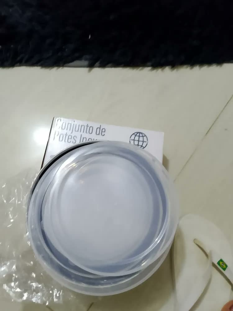 foto de 10 Jogo Conjunto Potes Com Tampa Hermetico Em Aço Inox Cinza