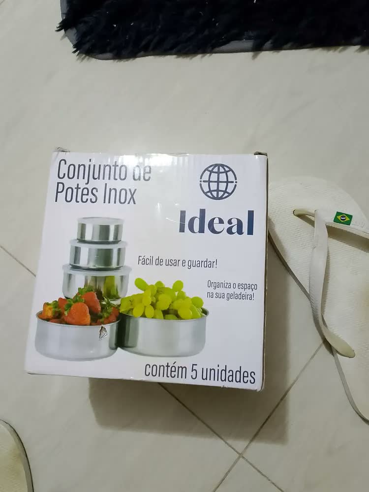foto de 10 Jogo Conjunto Potes Com Tampa Hermetico Em Aço Inox Cinza