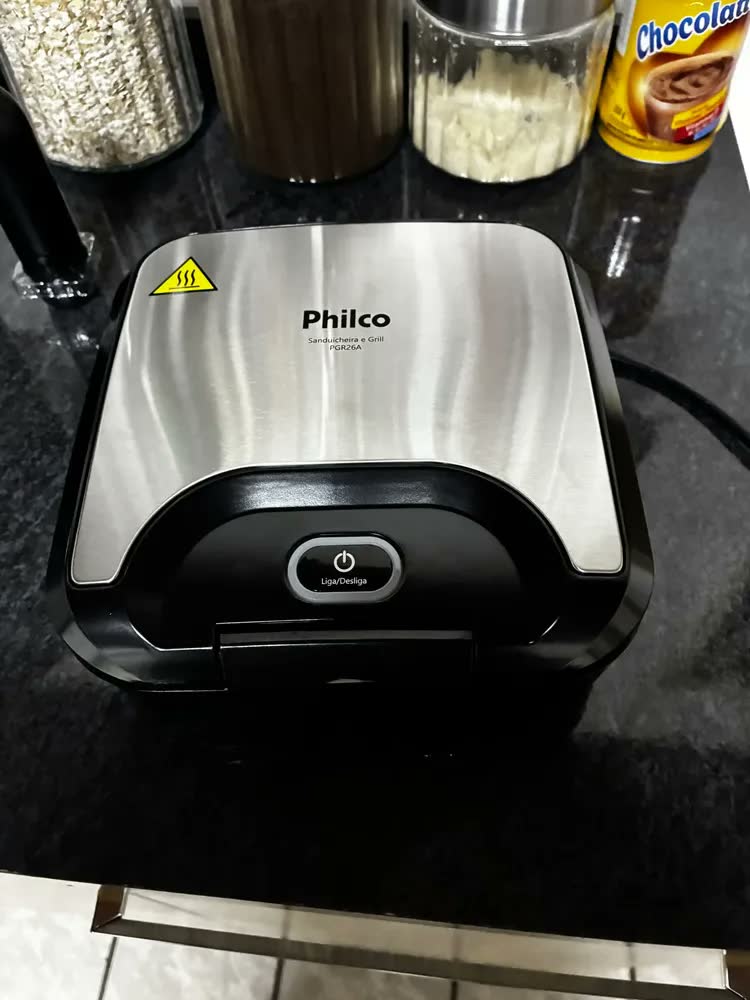 foto de Sanduicheira E Grill Philco 2 Em 1 Inox 800w Pgr26a Preto