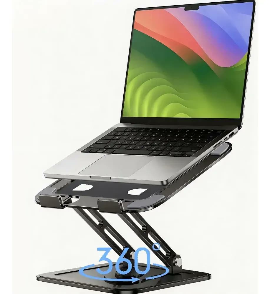 Suporte De Mesa Metal Para Notebook Eletro Mex Gira 360° suporte ergonômico para laptop para mesa, mesa dobrável e portátil para computador, compatível com MacBook Pro e Air (10-16