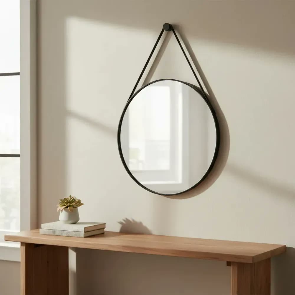 foto de Espelho Adnet Alça De 60cm Decorativo + Suporte Preto