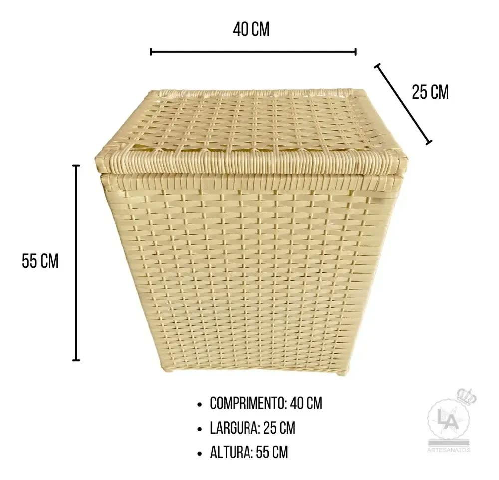 Roupeiro Cesto Roupa Suja Caixa Organizadora 45lts 40x25x55 Cor Palha Liso