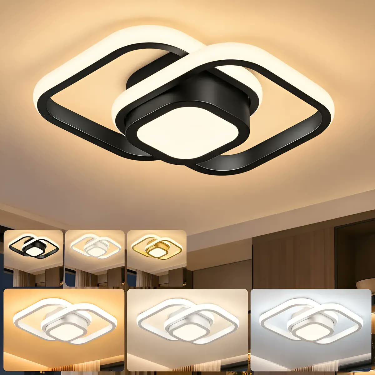Plafon Led Sobrepor Quadrado 3 Cores Bivolt Luminária Teto