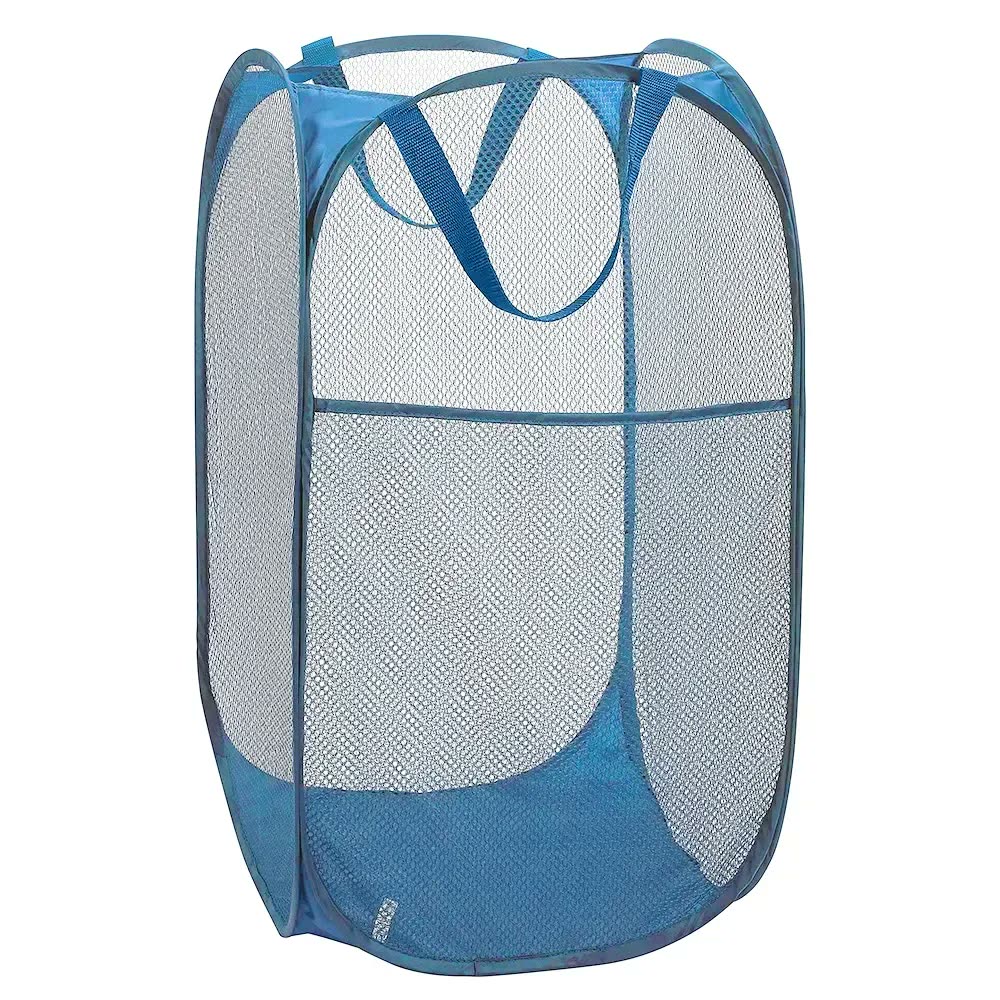 Cesto Flexível Para Roupa Suja Brinquedos Multiuso 36x36x58cm Cor Azul Claro Fácil De Guardar Compacto Casa Laura Enxovais