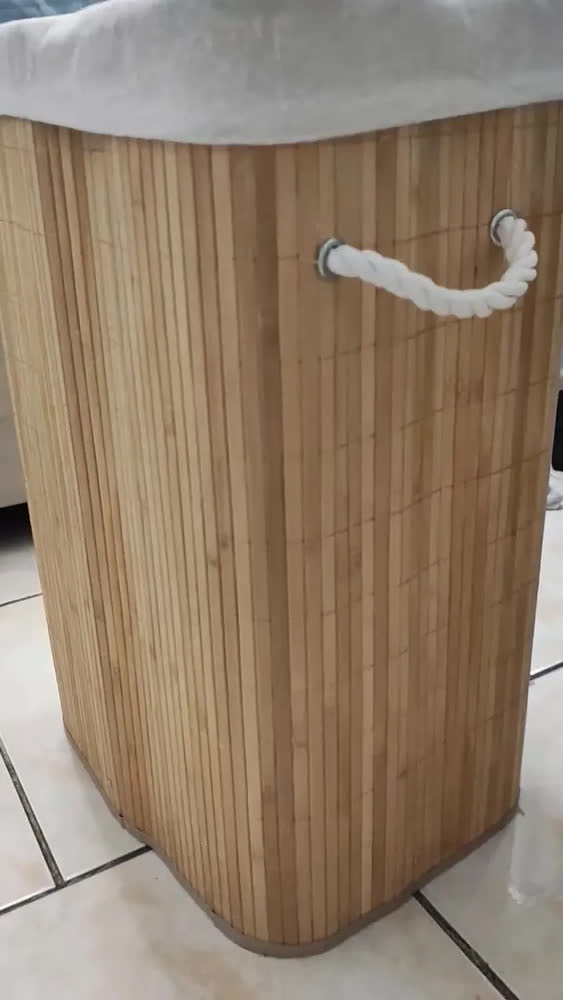 foto de Cesto Organizador De Roupa Suja Bambu 72l Dobrável Grande Bambu