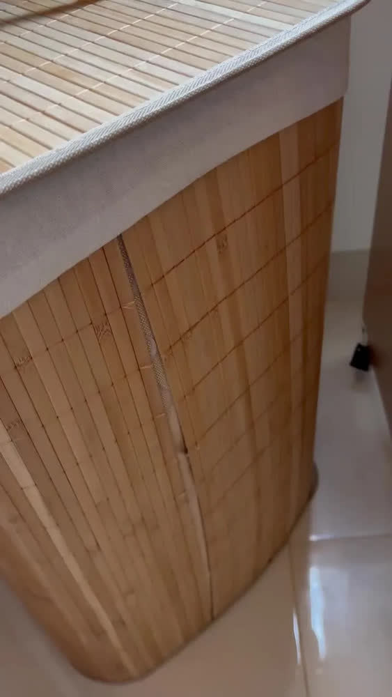 foto de Cesto Organizador De Roupa Suja Bambu 72l Dobrável Grande Bambu