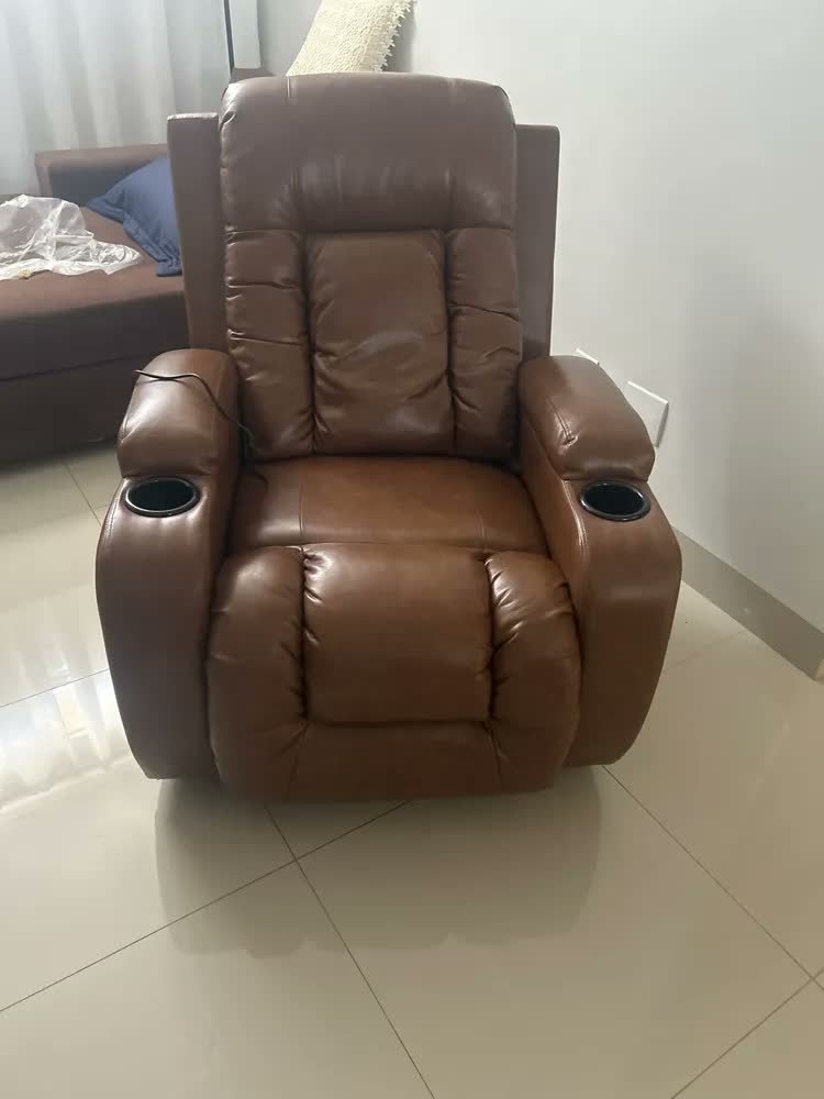 foto de Poltrona Papai Sala De Estar Lift Massagem Pu Caramelo Caramelo