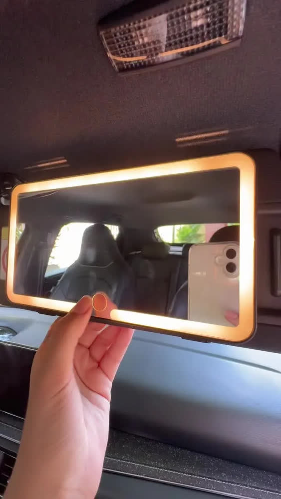 foto de Espelho Led Para Quebra Sol Carro Recarregável Usb-c 3 Luzes
