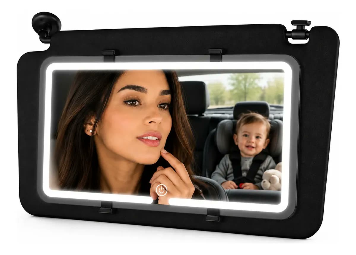 Espelho Led Para Quebra Sol Carro Recarregável Usb-c 3 Luzes