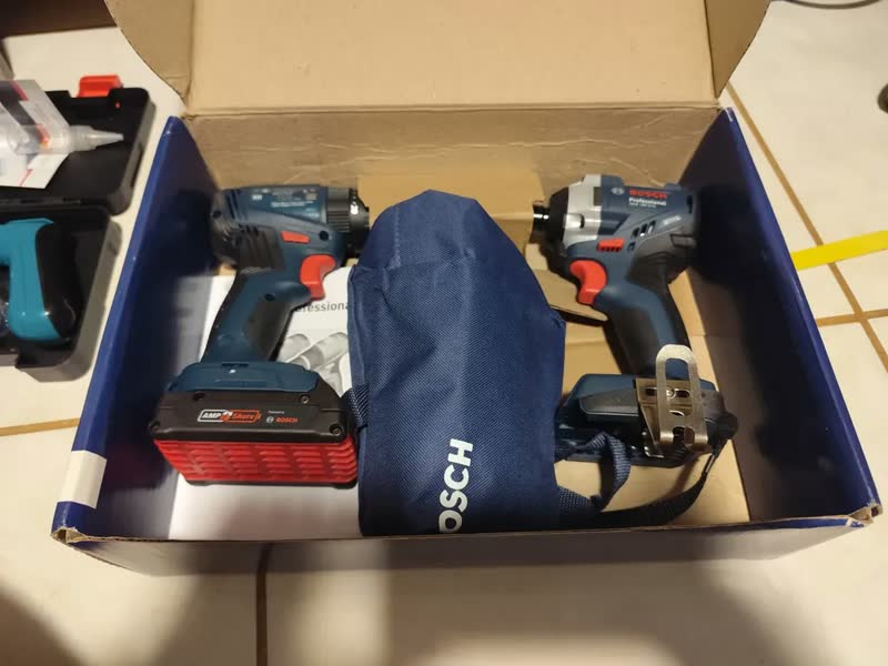 foto de Kit Parafusadeira 2 Bat 2ah 18v Gsb185li + Gdr18v215 Bosch Azul 18v