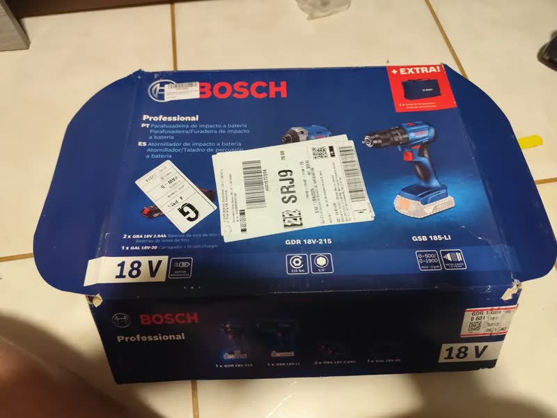 foto de Kit Parafusadeira 2 Bat 2ah 18v Gsb185li + Gdr18v215 Bosch Azul 18v