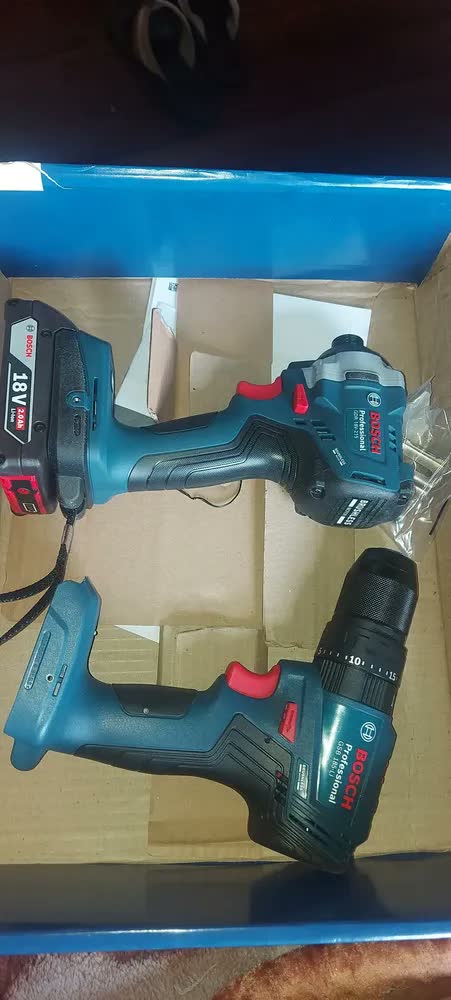 foto de Kit Parafusadeira 2 Bat 2ah 18v Gsb185li + Gdr18v215 Bosch Azul 18v