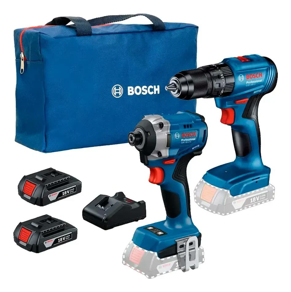 Kit Parafusadeira 2 Bat 2ah 18v Gsb185li + Gdr18v215 Bosch Azul 18v