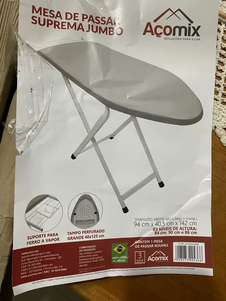 foto de Tábua De Passar Roupa Suprema Passadeira Grande Jumbo Açomix Cor Preto Liso