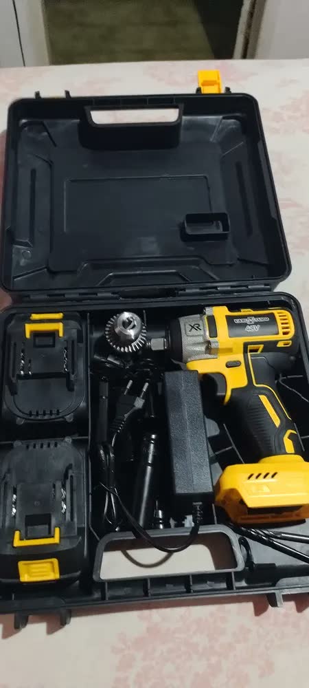foto de Chave De Impacto Com 2 Baterias Furadeira Parafusadeira Profissional Mandril 1,2 Quadrado Torque 520Nm 0-4000 Rpm Velocidade Variel Carregador Bivolt Motor Sem Escova E Acessórios CNC DO BRASIL