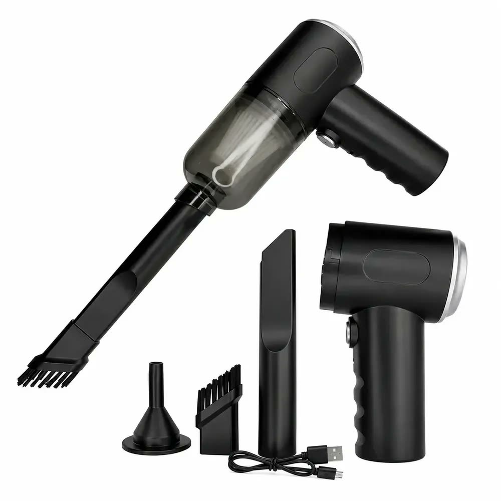 foto de Mini Aspirador de Pó Portátil Sem Fio 3 em 1 Recarregável USB Aspirador e Soprador Potente 6000Pa Automotivo de Mão para Carro Casa Escritório Teclado Sofá Notebook com Filtro Lavável