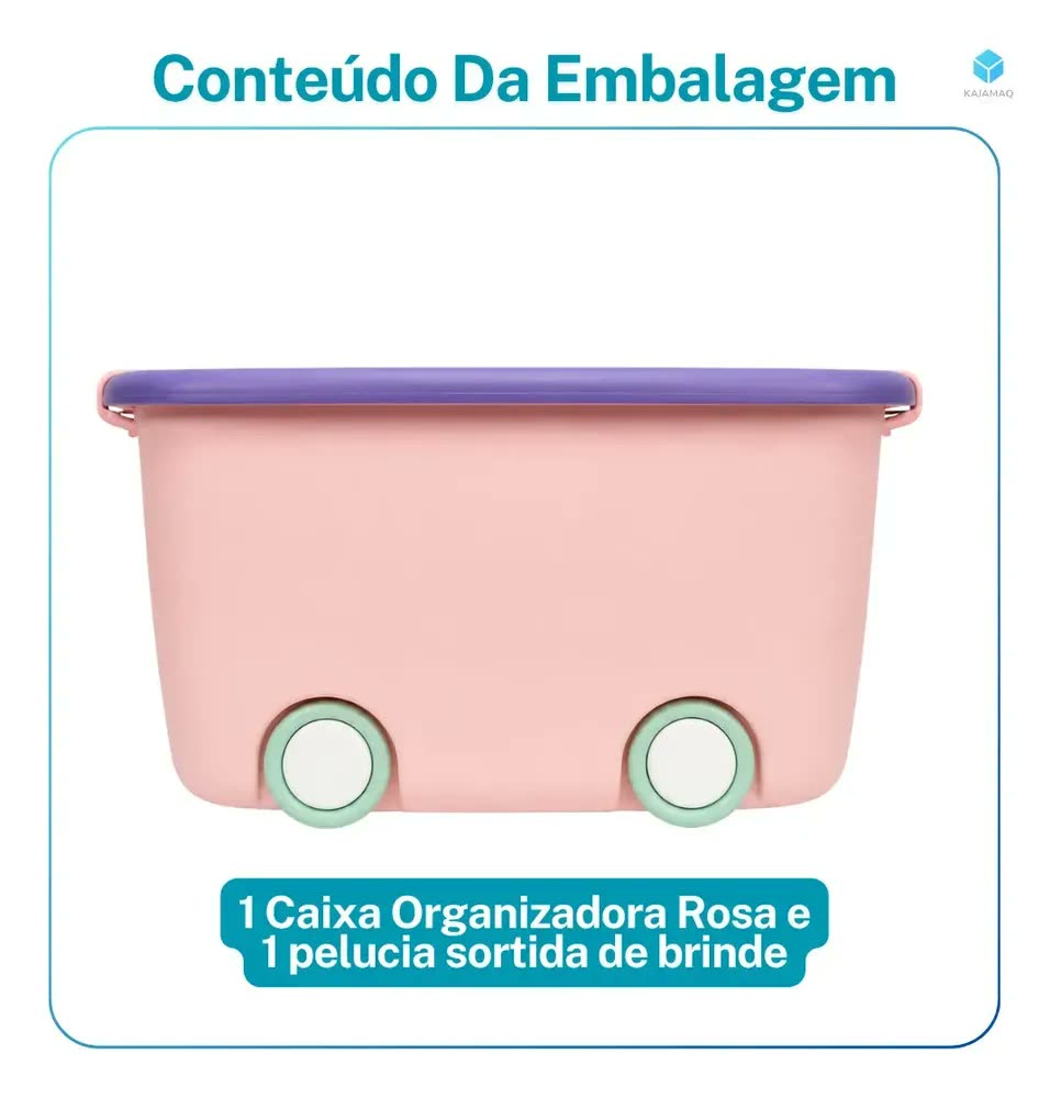 foto de Cesto Caixa Organizadora De Brinquedos Infantil Bau Feminino Plastico Reforçado Rosa Para Guardar Organizador Multiuso Grande Com Rodas E Alça 58l Com Tampa Roxa Multifuncional P/ Bebe Criança