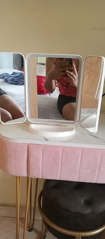 foto de Espelho Triplo Maquiagem Camarim Luz Bancada 3x Ampliação Branco