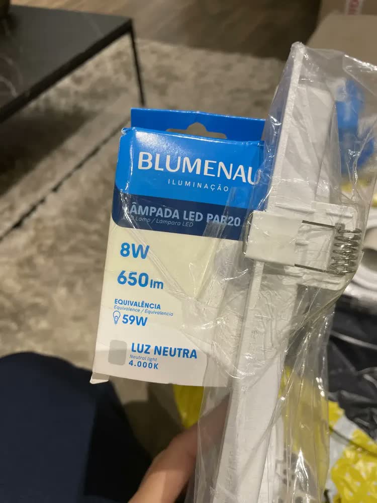 foto de Spot Duplo Par20 Embutido Recuado Branco + Lâmpada 4000k Branco - Neutro