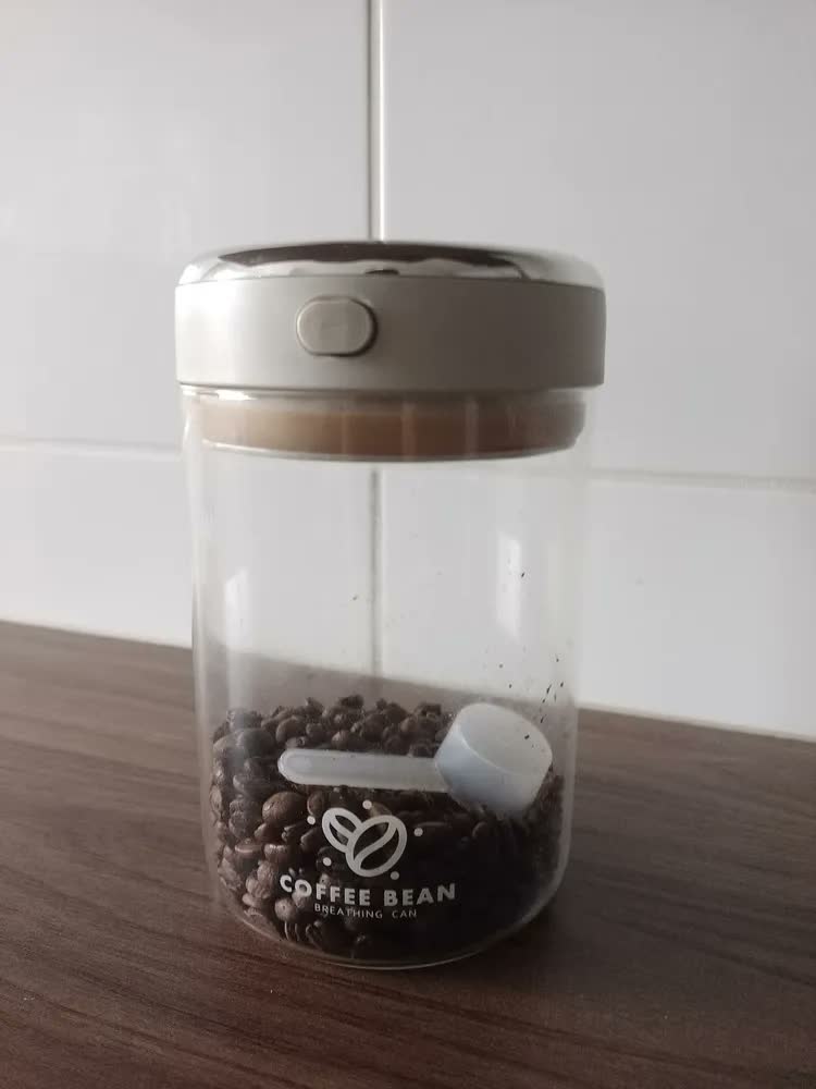 foto de Pote Hermético E Data Vácuo Café Condimento 1100ml E Anti-umidade para Conservação À Prova e Vedado Café, Grãos e Chá e Nozes Frescor vidro de borossilicato alto