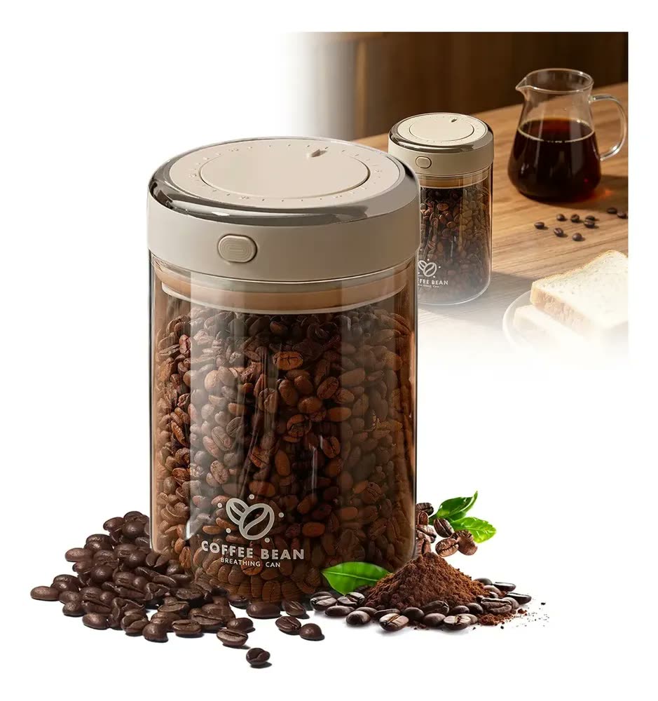 foto de Pote Hermético E Data Vácuo Café Condimento 1100ml E Anti-umidade para Conservação À Prova e Vedado Café, Grãos e Chá e Nozes Frescor vidro de borossilicato alto