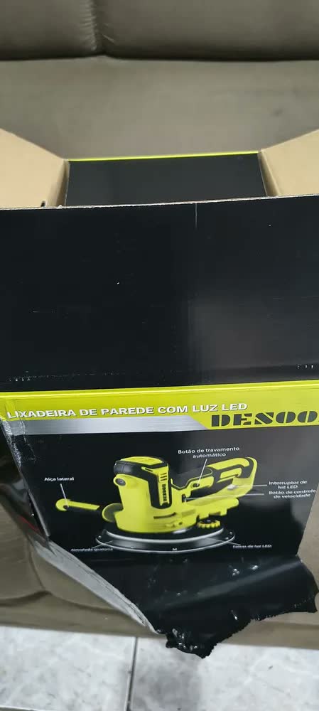 foto de Lixadeira De Parede E Teto 1000w Profissional 6 Velocidades Base 360 Graus Com Led 6 Lixas Saco Coletor De Pó Desoon