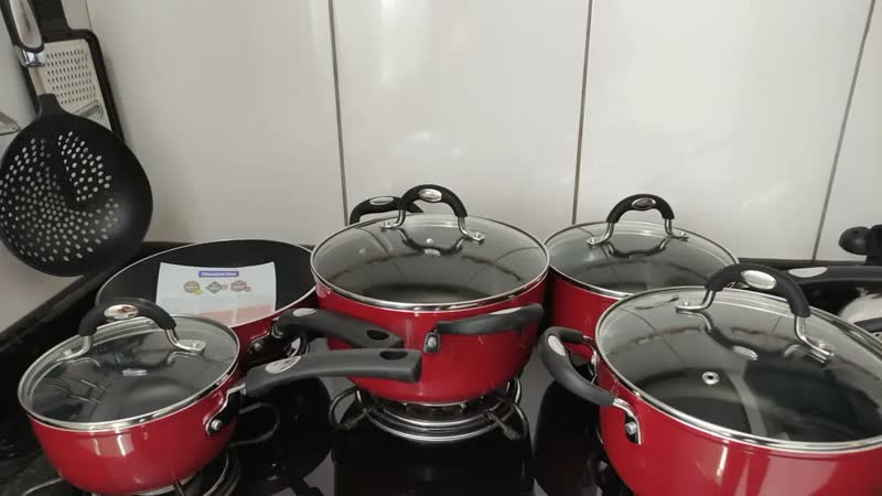 foto de Jogo Panelas Tramontina Mônaco Antiaderente Cinza 5 Pçs
