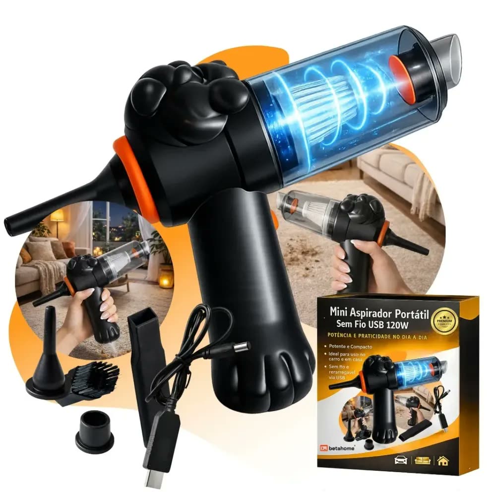 foto de Aspirador de Pó Portátil Beautiful Blue sem Fio para Carro e Casa, 120W