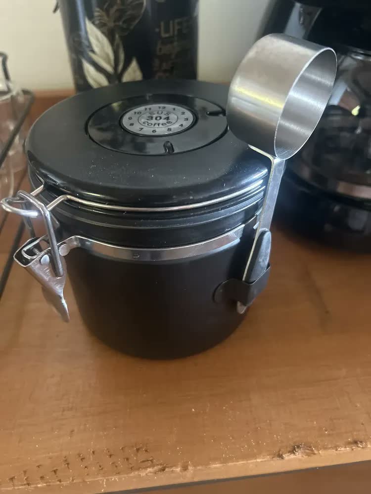 foto de Pote Hermético Para Café Em Grãos Válvula E Com Colher 1,2l Para Conservação À Prova E Vedado Café, Grãos E Chá E Nozes Frescor