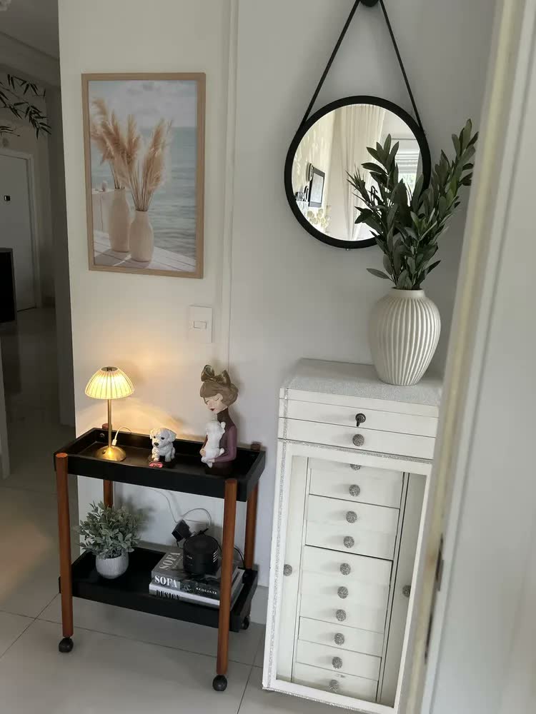 foto de Dupla Vaso Cerâmica Decorativos Enfeite Rack Preto Cupula G Preta