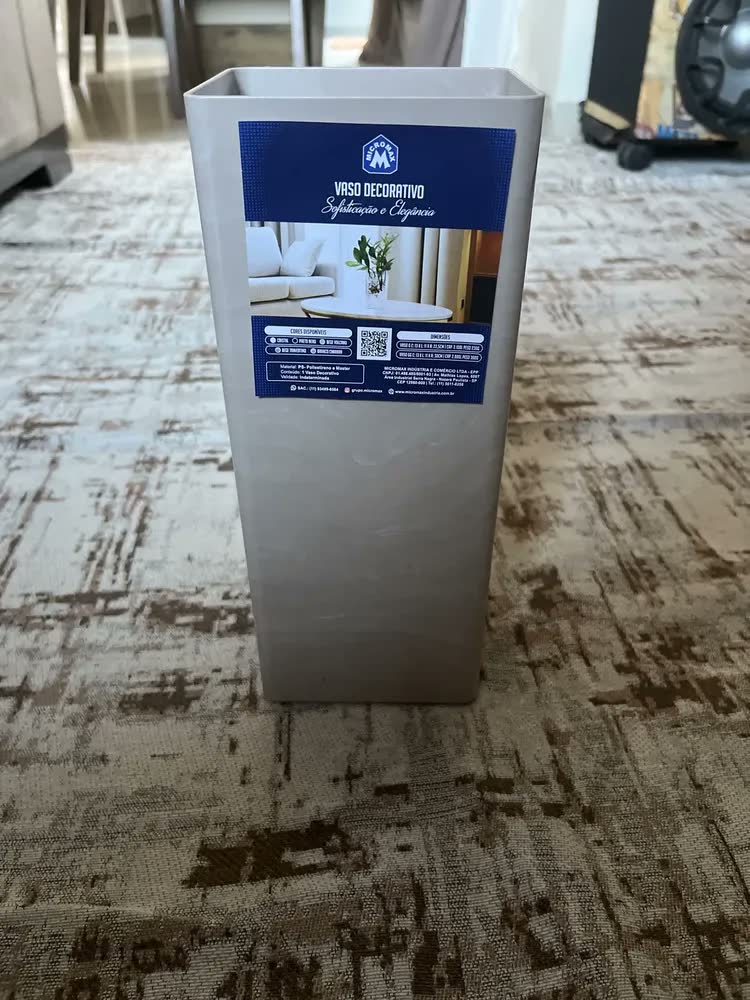 foto de Vaso De Plantas E Flores Marmorizado Sala Cozinha 30cm Cores Marrom-claro Marmorizado