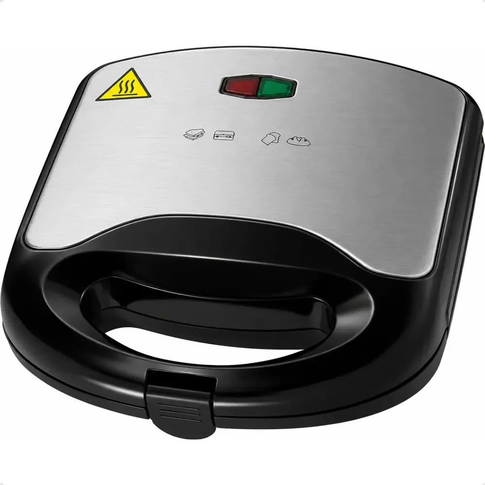 Sanduicheira Elétrica Luxe Grill 2 Em 1 Antiaderente Multiuso Compacta 750w Inox 110v Ex Decor