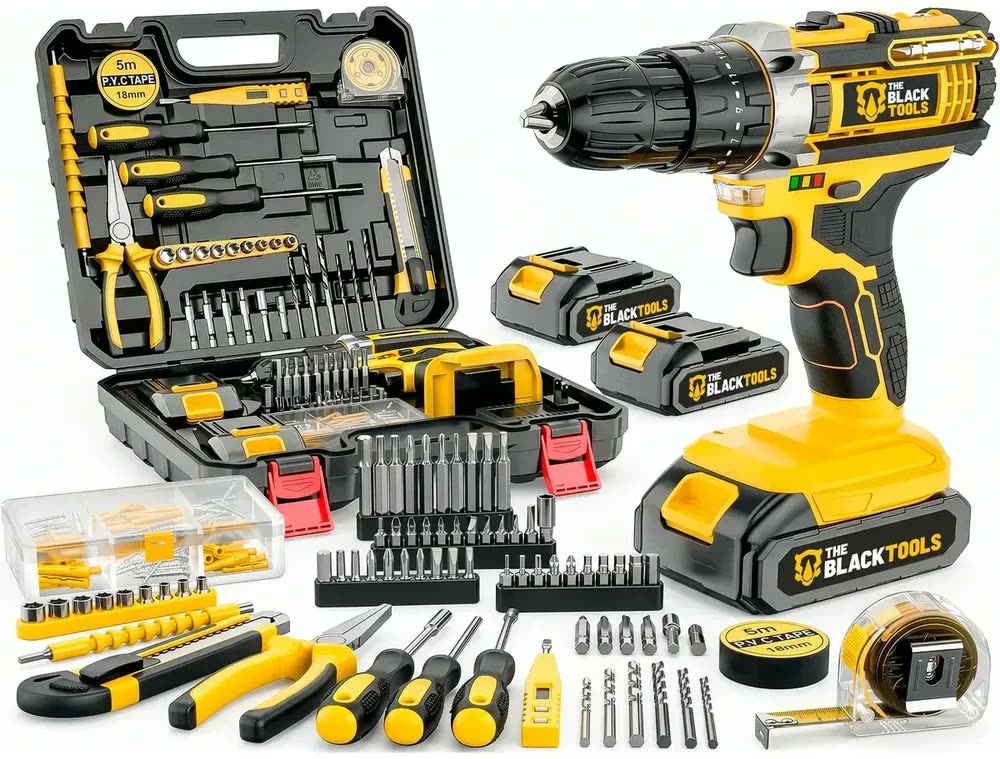 foto de Parafusadeira Furadeira De Impacto The Black Tools Tbkit18 Com Maleta