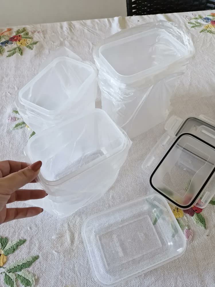 foto de Kit 15 Potes Hermético Cadencia Mantimentos Quadrado Cozinha Branco Rishon 22,4 Litros