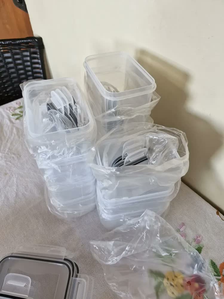 foto de Kit 15 Potes Hermético Cadencia Mantimentos Quadrado Cozinha Branco Rishon 22,4 Litros