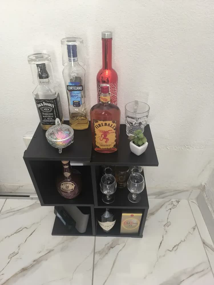 foto de Nicho Mesa Cabeceira S Organizador 24x24x60 Quarto Decoração Fosco Madeirado
