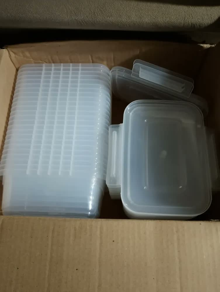 foto de Kit 12 Marmitas 800ml Potes Trava lateral freezer microondas transparente