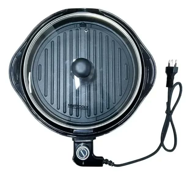 Grill Elétrico Redondo Premium Com Termostato 127 Preto