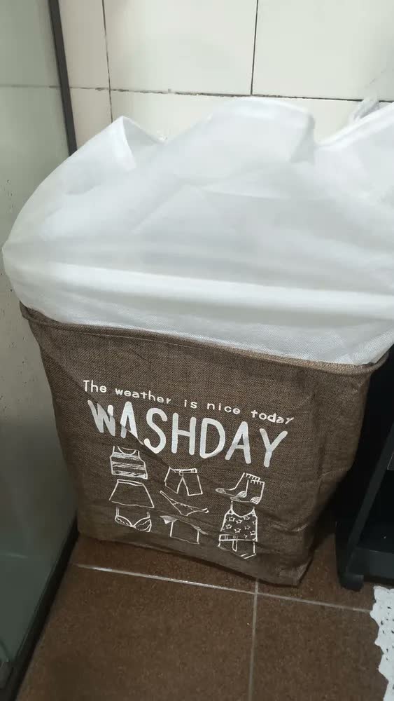 foto de Cesto Organizador De Roupa Suja Com Alça 75l Easy Decor Marrom Lisa