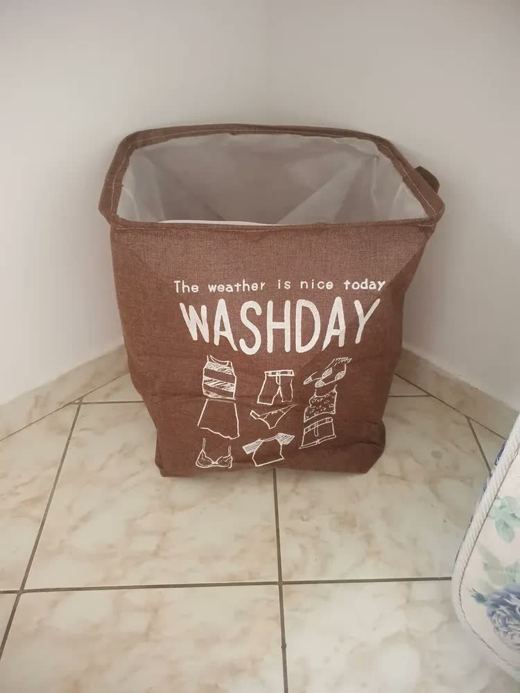foto de Cesto Organizador De Roupa Suja Com Alça 75l Easy Decor Marrom Lisa