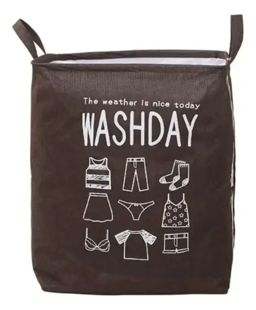 foto de Cesto Organizador De Roupa Suja Com Alça 75l Easy Decor Marrom Lisa