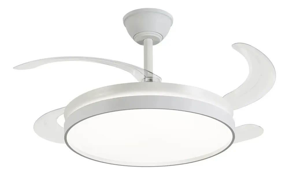 Ventilador De Teto Retrátil Com Luz Led Controle Air Blow Estrutura Branco