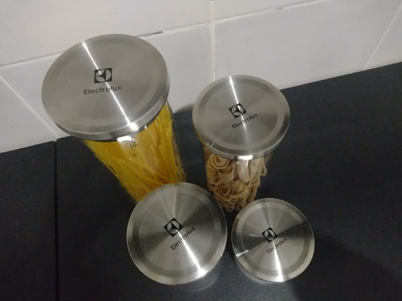 foto de Potes Hermeticos De Vidro Tampa Inox Electrolux 4 Unidades