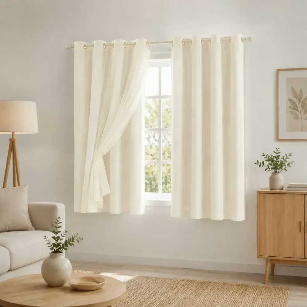 foto de Cortina Blackout Blecaute PVC Voil Corta Luz 2,80x1,60m Bege