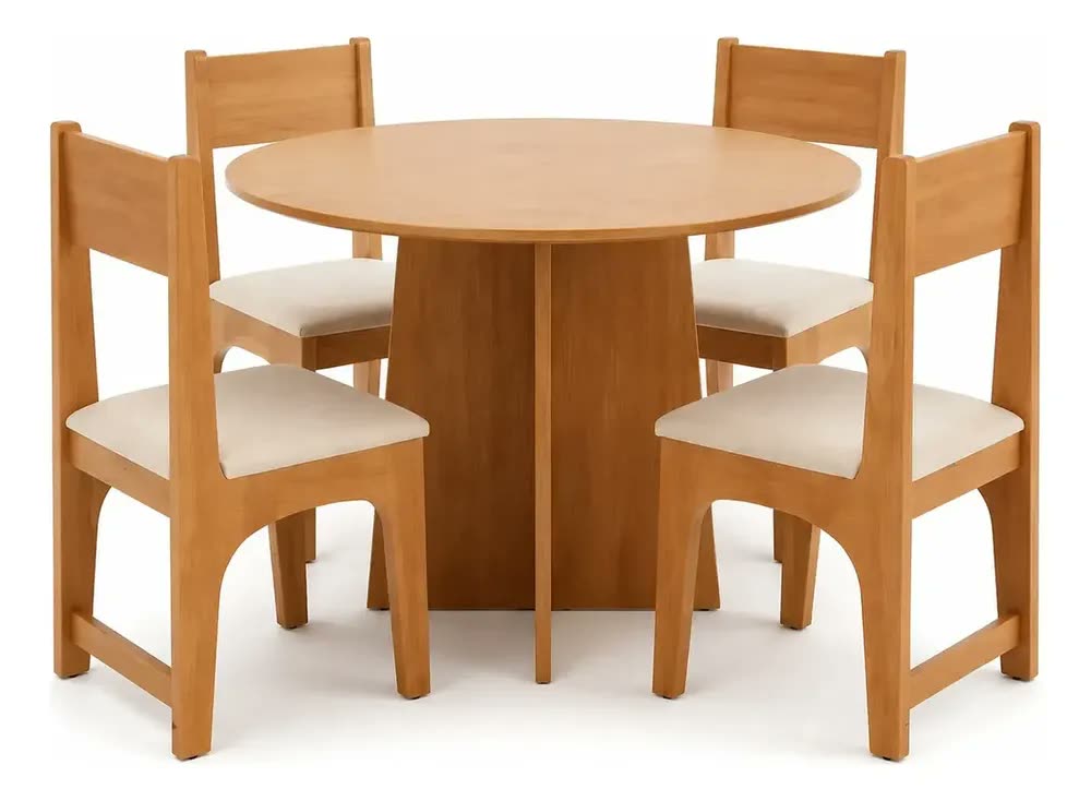 Conjunto Mesa Redonda Art Panta Nature Com 4 Cadeiras Inova Para Cozinha Sala De Jantar