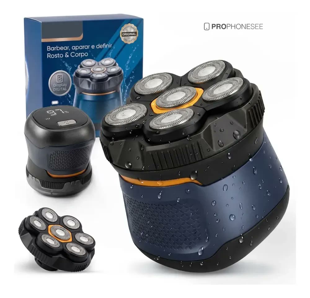 foto de Mini Barbeador Elétrico Lamina Shaver Blade 6d Profissional Portátil Masculino Corporal Intimo Maquina De Raspar Pelos Aparar Barba Maquininha Visor Display Digital Aparador Removedor De Cabelo Homem