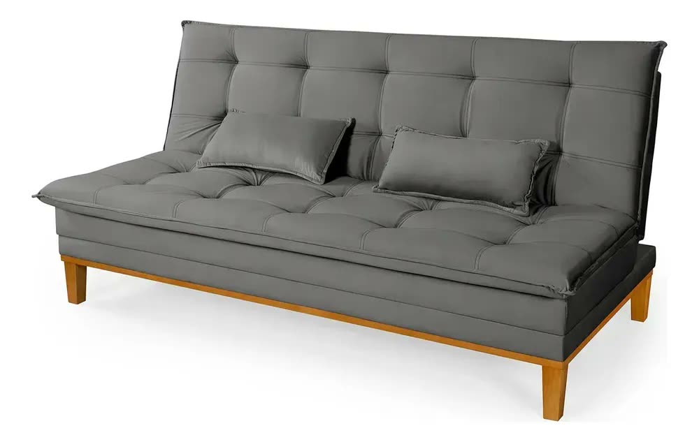 Sofá Cama Cinza Confort Divino Retrátil Reclinável Moderno Confortável Direto De Fabrica Sala Estar Hall Espera