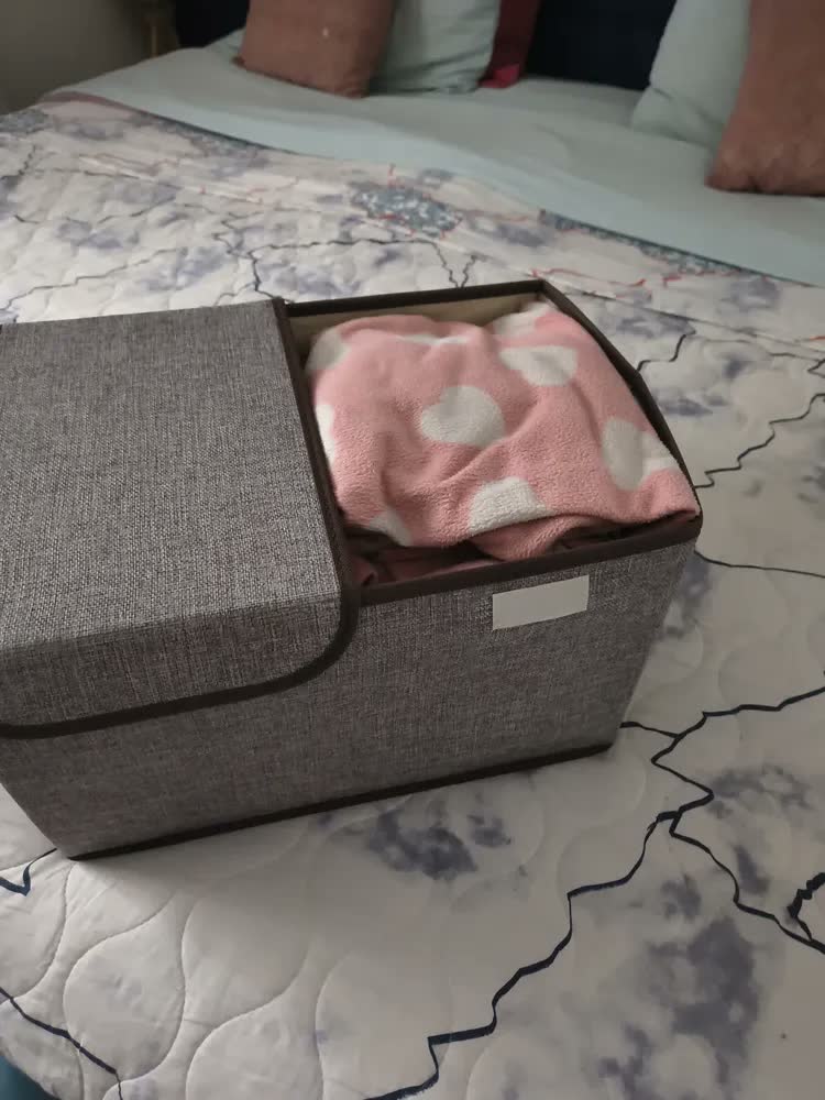 foto de Caixa Organizadora Grande Rígida 2 Compartimentos Dobrável Cor Cinza Caixa Resistente Lisa