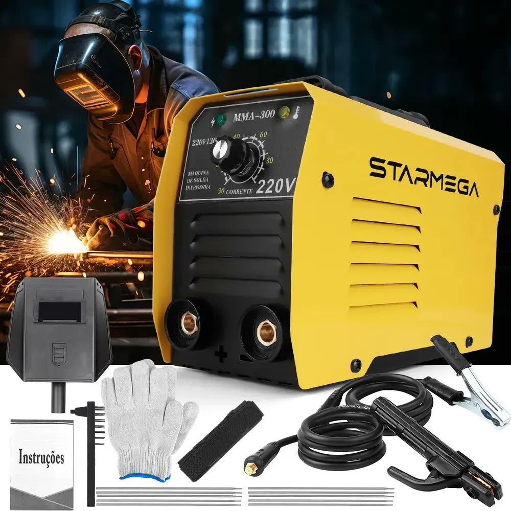 Máquina Inversora De Solda Portatil Mma-300 Para Reparo Cor Amarelo
